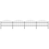 Градинска ограда с връх тип копие, стомана, 714,5x125 см, черна