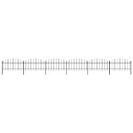 Градинска ограда с връх тип копие, стомана, 1070x125 см, черна