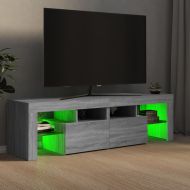 ТВ шкаф с LED осветление, сив сонома, 140x36,5x40 см