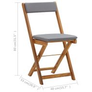 Сгъваем бистро комплект от 3 части с възглавници, акация масив