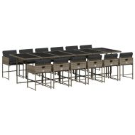 Градински комплект от 13 части с възглавници сив полиратан