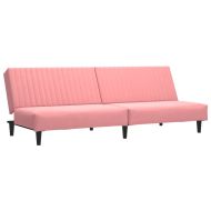 2-местно разтегателно канапе, розово, кадифе