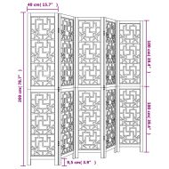Разделител за стая, 5 панела, кафяв, дърво пауловния масив