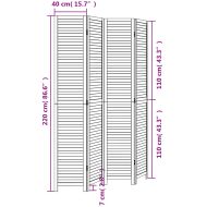 Разделител за стая, 4 панела, черен, дърво пауловния масив