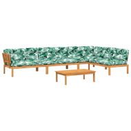 Градински комплект диван с възглавници, 5 части, акация масив