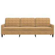 3-местен диван, кафяв, 210 см, кадифе