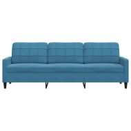 3-местен диван, син, 210 см, кадифе