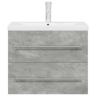 Комплект мебели за баня от 2 части бетонно сив инженерно дърво