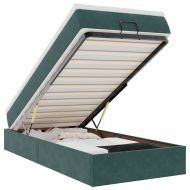 Османска легло с матрак, тъмнозелено, 90x200 см, кадифе