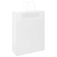 Хартиени торбички 250 бр с дръжки бели 32x12x42 см