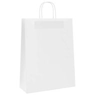 Хартиени торбички 250 бр с дръжки бели 32x12x42 см