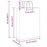 Хартиени торбички 250 бр с дръжки бели 32x12x42 см