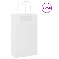 Хартиени торбички 250 бр с дръжки бели 21x11x36 см
