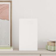 Хартиени торбички 250 бр с дръжки бели 21x11x36 см