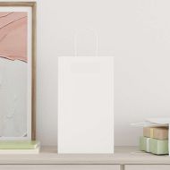 Хартиени торбички 50 бр с дръжки бели 21x11x36 см