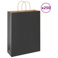 Хартиени торбички 250 бр с дръжки черни 32x12x42 см