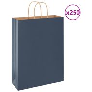 Хартиени торбички 250 бр с дръжки сини 32x12x42 см