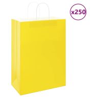Хартиени торбички 250 бр с дръжки жълти 32x17x44 см