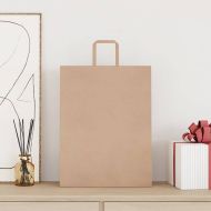 Хартиени торбички 250 бр с дръжки кафяви 32x12x42 см