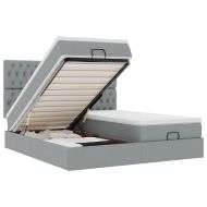 Османска легло с матраци, светлосиво, 180x200 см, плат