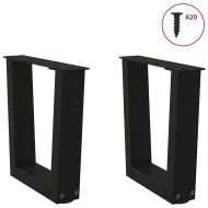 Крака за масичка за кафе, V-образни, 2 бр., черни, 40 x (30-31,3) см, стомана