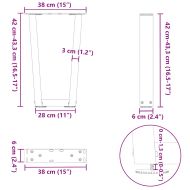 Крака за масичка за кафе, V-образни, 2 бр., естествена стомана, 38 x (42-43,3) см, стомана