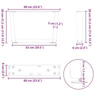 Крака за масичка за кафе, V-образни, 2 бр., черни, 60 x (30-31,3) см, стомана