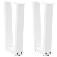 Крака за масичка за кафе, V-образни, 2 бр., бели, 38 x (42-43,3) см, стомана