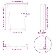 Крака за трапезна маса, V-образни, 2 бр., антрацит, 70x(72-73,3) см, стомана
