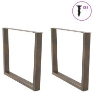 Крака за трапезна маса, V-образни, 2 бр., естествена стомана, 100 x (72-73,3) см, стомана