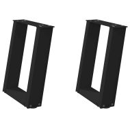 Крака за масичка за кафе, U-образни, 2 бр., черни, 38 x (42-43) см, стомана