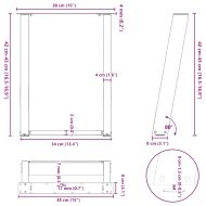 Крака за масичка за кафе, U-образни, 2 бр., черни, 38 x (42-43) см, стомана