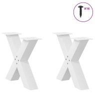Крака за масичка за кафе, X-образни, 2 бр., бели, 60 x (42-43) см, стомана