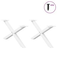 Крака за масичка за кафе, X-образни, 2 бр., бели, 70 x (30-31) см, стомана