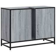 Шкаф за мивка за баня, сив сонома, 80x33x60 см, инженерно дърво