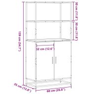 Висока етажерка опушен дъб 68x35x139cm Обработено дърво и метал