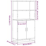 Висока етажерка Кафяв дъб 68x35x139 cm Обработено дърво и метал