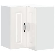 Кухненски стенен ъглов шкаф, Kalmar, бял гланц, инженерно дърво