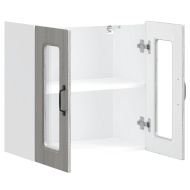 Кухненски стенен шкаф със стъклена врата "Kalmar", сив, инженерно дърво сонома