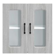 Кухненски стенен шкаф със стъклена врата "Kalmar", сив, инженерно дърво сонома