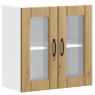 Кухненски стенен шкаф със стъклена врата "Lucca" от дъб Artisan, инженерна дървесина