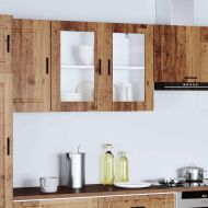 Кухненски стенен шкаф със стъклена врата Porto старо дърво