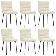 Трапезни столове, 6 бр, кремави, кадифе