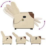 Изправящ масажен реклайнер стол, кремав, текстил