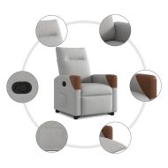 Изправящ реклайнер стол, облачно сив, текстил