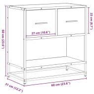 Нощно шкафче опушен дъб 60x31x60 cm Обработено дърво и метал