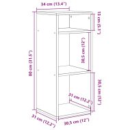 Библиотека, сив сонома, 34x31x80 см, инженерно дърво