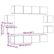 Комплект ТВ шкафове за стенен монтаж 8 части, инженерно дърво