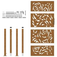Градинска порта 100x175 см, изветряща стомана, дизайн с пламък