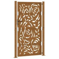 Градинска порта 100x175 см, изветряща стомана, дизайн с пламък